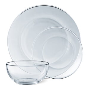 Mainstays 12-Pieces Round Clear Glass Dinnerware Set