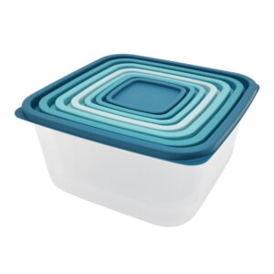 Mainstays 14 Piece Teal Plastic Food Storage Set, Teal Ombre