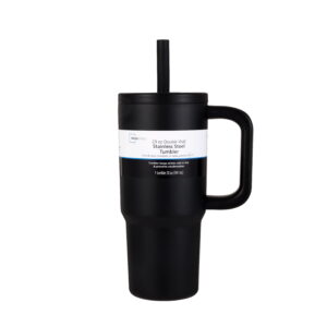 Mainstays 20 oz Stainless Steel Double Wall Tumbler , Straw Lid, Black