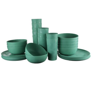 Mainstays 30-Piece Green Etched Easter Bunny Plastic Dinnerware Set, Includes 10 Plates, 10 Bowls, 10 Tumblers