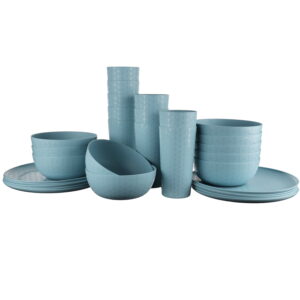 Mainstays 30-Piece Plastic Braided Pattern Dinnerware Bundle Set, Blue