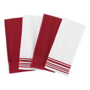 Mainstays 4-Pack 16”x26” Woven Kitchen Towel Set, Red