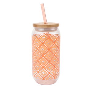 Mainstays by Becky G. & Alejandra 20-Ounce Acrylic Can Shape Tumbler, Orange Tile Pattern