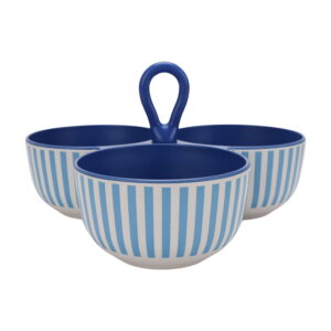 Mainstays by Becky G. & Alejandra Bamboo Melamine Triple Condiment Server, Blue Stripe