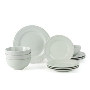 Mainstays Darby 12-Piece Stoneware Dinnerware Set Green