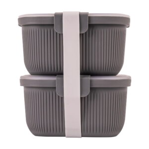Mainstays Plastic Food Storage Snack Container, Rectangle, Grey, 19oz Capacity