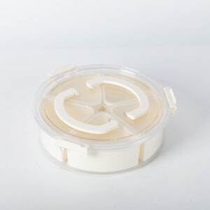 Mainstays Snack Box, Lunch & Snack Container with lids, Plastic, Round, 5 Compartment , White