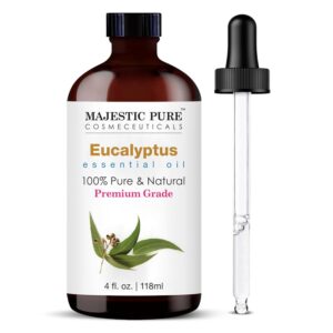 MAJESTIC PURE Eucalyptus Essential Oil | 100% Pure and Natural Eucalyptus Oil | Premium Grade with Glass dropper | 118 ml