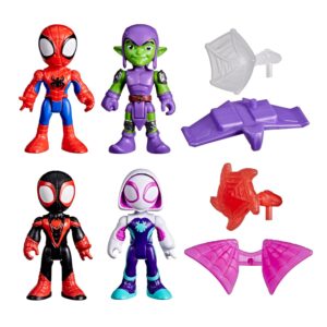 Marvel Spidey and His Amazing Friends Web-Slinging Adventure Set, 3-Inch-Scale (7.6 cm) Action Figure Set, Spider-Man Toys for Kids Ages 3+