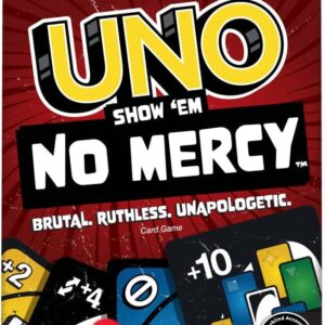 Mattel Games UNO Show ‘em No Mercy Card Game for Kids, Adults & Family Parties & Travel with Extra Cards, Special Rules & Tougher Penalties