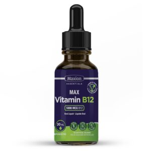 Maxion Vitamin B12 5000 mcg to Help Produce Red Blood Cells and Boost Energy, Supports Cognitive Function, Improved Memory, and the Immune System, Cherry Flavour, 30ml