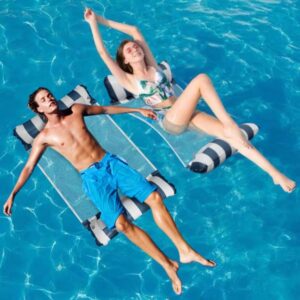 Meegoo Pool Floaties for Adults, 2 Pack Inflatable Water Hammock with Bottom Mesh, Fun Swimming Pool Float Chair, Beach Essentials for Vacation Travel, Heavy Duty Lake...