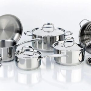 Meyer Accolade Stainless Steel Cookware Set, 11-Piece, Made in Canada, Silver