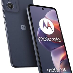 Motorola Moto e15 6.67" 90Hz Display, 64GB Storage, Android 14, 5200 mAh Battery Unlocked Smarphone (Denim Blue)