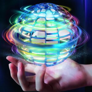 MSMV Flying Ball Toy, Globe 360°Rotating Hand Controlled Flying Orb Ball Toys Magic Led Lights Controller Mini Drone Flying Toy Boomerang Fly Spinners for Kids Adults Indoor...