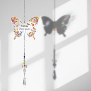 Nanny Gifts Butterfly Crystal Suncatcher for Nanny Christmas Mothers Day Birthday Gifts for Nannies