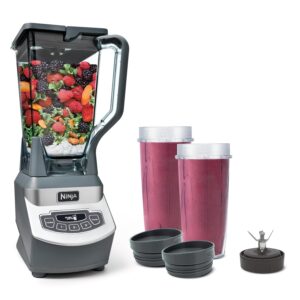 Ninja BL660C Professional Countertop Blender With 1100-Watt Base,72Oz Total Crushing Pitcher and(2)16 Oz Cups For Frozen Drinksand Smoothies,Silver/Gray,1100W,(Canadian...