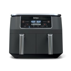 Ninja Foodi 6-in-1 8-qt. (7.6L) 2-Basket Air Fryer DualZone Technology, Match Cook & Smart Finish to Roast, Broil, Dehydrate & More for Quick, Easy Meals, Slate Grey (DZ201C)...
