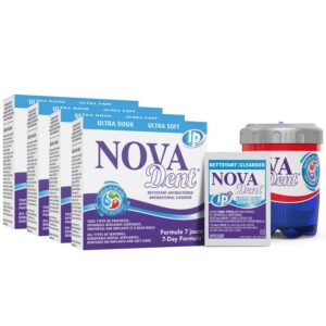 Novadent Dentures Cleaner – For Denture on implants, Denture soft liner and Orthodontic appliance without soldering - 1 Year (52 sachets)
