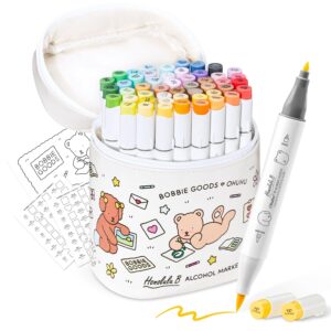 Ohuhu×Bobbie Goods Alcohol Markers, Co-branded 48-color Brush & Fine Alcohol Markers for Adult Artist Beginner Coloring Drawing Sketching Illustration, Honolulu B