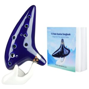 Ohuhu Zelda Ocarina with Song Book (Songs From the Legend of Zelda), 12 Hole Alto C Zelda Ocarinas Play by Link Triforce Christmas Gift for Zelda Fans with Display Stand...
