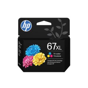 Original HP 67XL Tri-Color High-Yield Ink Cartridge | Works with HP DeskJet 1255, 2700, 4100 Series, HP Envy 6000, 6400 Series | Eligible for Instant Ink | 3YM58AN