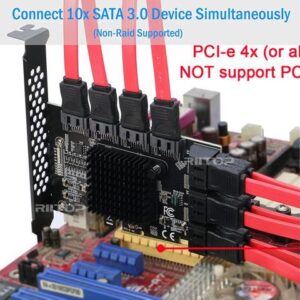 PCIe x4 SATA Card, 10 Port SATA 6Gbps Controller Expansion Card with Low Profile Bracket, Support 10 SATA 3.0 Devices