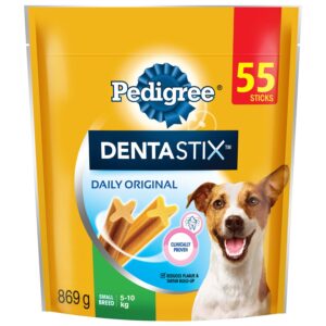 PEDIGREE DENTASTIX Oral Care Original Adult Dog Treats - For Small Breeds - Reduces Plaque and Tartar Buildup - 55 Sticks 869g Pouch