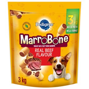 PEDIGREE Marrobone Adult Dog Treats – Real Beef Flavour with Real Bone Marrow - Vitamins Enriched – 3KG Pouch