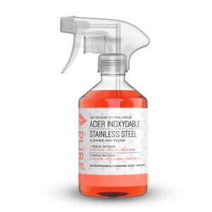 PureNature Stainless Steel Cleaner - Biodegradable & Safe - Protects, Cleans and Polishes Metal Surfaces - 500 ml