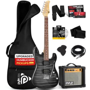 Pyle 39” Electric Guitar Starter Kit- with 10W Amp, Full-Size 6-String, 2 Humbucker Pickups, 3-Way Selector, Classic S-Style Tremolo– Includes Gig Bag, Tuner, Strap, Picks,...