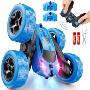 QUNREDA Remote Control Car for Kids Ages 6+, RC Cars Stunt Car Toy 4WD Double Sided 360° Rotating Remote Control with Headlights, Birthday Xmas Gifts for Boys 6 7 8 9 10 11 12...