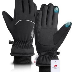 RIVMOUNT Waterproof Winter Gloves Women Men, Thermal Ski Gloves with Warm, Touchscreen for Cold Weather Snow Skiing Running