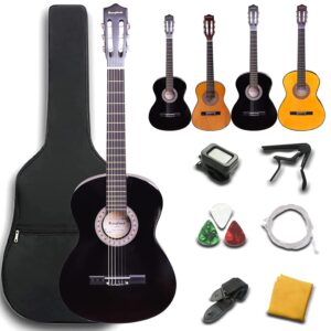 Rosefinch Classical Guitar Acoustic Guitar 4/4 Full Size 39 inch for Beginners Kid Student Boys Girls Guitar Starter Kit Bundle with Waterproof Bag Strap Tuner Wipe and...