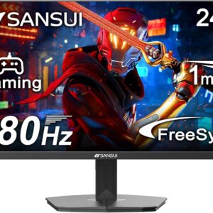 SANSUI 24 Inch 180Hz Gaming Monitor MPRT 1ms FHD Computer Monitor, 4000:1, 110% sRGB, HDR, HDMI DP Ports, FreeSync, Racing FPS RTS Modes,VESA Mountable/Eye Care (HDMI Cable...