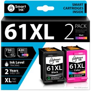 Smart Ink Remanufactured Ink Cartridge Replacement for HP 61XL 61 XL 2 Combo Pack to use with HP Envy 4500 5530 Deskjet 1000 1050 1512 1513 2540 2542 2549 3510 3050 3050A 4630...