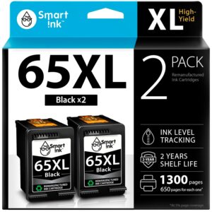 Smart Ink Remanufactured Ink Cartridges Replacement for HP 65 XL HP 65XL (2 Black Combo Pack) to use with DeskJet 3755 2600 2625 2652 2655 3700 3720 3752 3772 Envy 5000 5010...