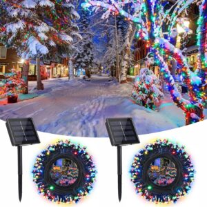 Solar Christmas Lights, 2 Pack Total 144 FT 400 LED Solar String Lights with 8 Modes, Waterproof Outdoor Christmas String Lights for Patio, Garden, Party, Tree, Holiday,...