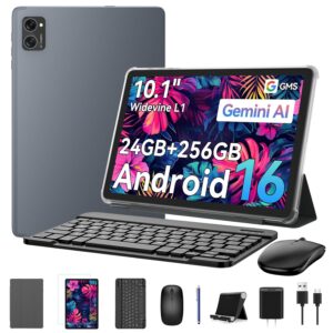 T20 Tablet 10 inch Android 16, Tablet with Keyboard, 24GB RAM+256GB ROM (2TB Expandable), Octa-Core Gaming, 5000mAh, Widevine L1 1080P Screen, 2-in-1 Tablet Computer for...