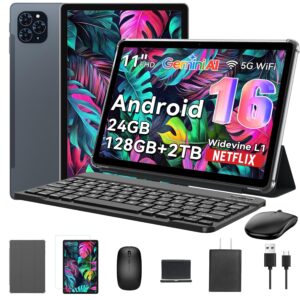 Tablet The World's First Android 16 Tablet with Gemini AI, 11 Inch FHD Display, 24GB RAM 128GB ROM /2TB TF, T7250 CPU+13MP Camera, 8000mAh, Widevine L1, 2 in 1 Tablets with...
