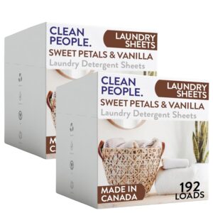 The Clean People Laundry Detergent Sheets - Hypoallergenic Laundry Soap - Ultra Concentrated, Recyclable Packaging, Stain Fighting - Sweet Petals & Vanilla, 384 Pack
