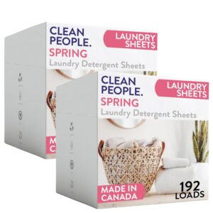 The Clean People Laundry Detergent Sheets - Hypoallergenic Laundry Soap - Ultra Concentrated, Recyclable Packaging, Stain Fighting - Spring Scent, 384 Pack