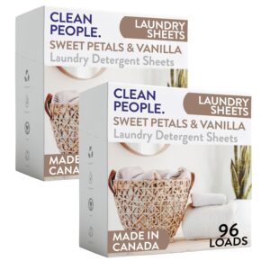 The Clean People Laundry Detergent Sheets - Laundry Soap - Ultra Concentrated, Recyclable Packaging, Stain Fighting - Sweet Petals & Vanilla, 192 Pack