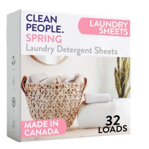 The Clean People Laundry Detergent Sheets - Laundry Soap - Ultra Concentrated, Recyclable Packaging, Stain Fighting - Spring, 32 Pack