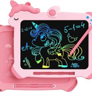 Toys for Girls Boys, Colorful Doodle Board Drawing Tablet, Memo Board, Drawing Pads with Lanyard, Travel Educational Toys Gifts for Boys Girls Age 3 4 5 6 7 8 9 Years (8.5-Pink)