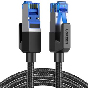 UGREEN Cat 8 Ethernet Cable High Speed 40Gbps 2000Mhz Network Shielded Cat8 Cable Braided Heavy Duty RJ45 LAN Cables Internet Cord Compatible for PS5, PS4, Xbox One, Modem,...