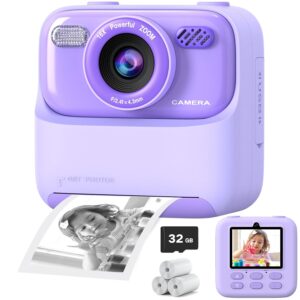 Upgrade Kids Camera Instant Print for Boys and Girls, 1080P HD Dual-Lens Selfie Digital Camera with Print Paper & 32G Card, Christmas Birthday Gifts Toys for Toddler and...