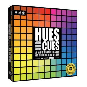 USAOPOLY HUES and CUES Vibrant Color Guessing Game Perfect for Family Game Night Connect Clues and Colors Together 480 Color Squares to Guess from