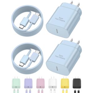 USB C Fast Charger,2 Pack Type C Fast Charger Wall Charger Super Fast Charging Block for Galaxy S24 S23 S22 S21 S20 Ultra S10 S9, Note 20 10 9, with 6ft USB C to Type C Cable...