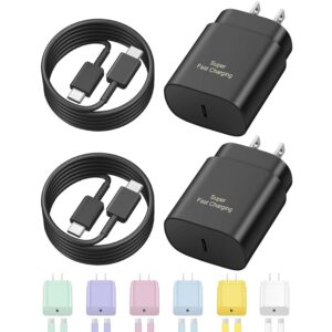 USB C Fast Charger,2 Pack Type C Fast Charger Wall Charger Super Fast Charging Block for Galaxy S24 S23 S22 S21 S20 Ultra S10 S9, Note 20 10 9, with 6ft USB C to Type C Cable...